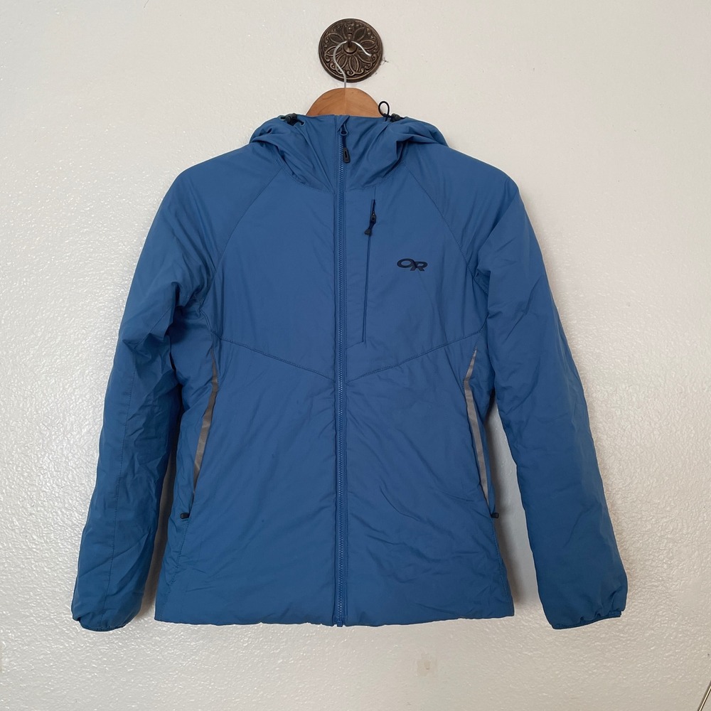 Outdoor Research Womens‎ Refuge Hooded Jacket Blue Insulated Puffer XS 271439